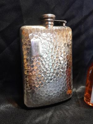 Vintage 1930s German Hammered Nickel Flask
