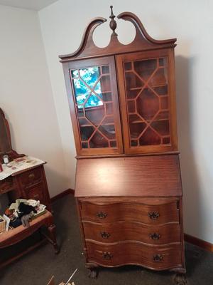 Antique claw footed MADDOX Mahogany Secretary Desk