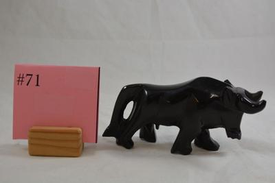 Black Agate Bull Carving 6.25"