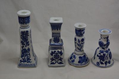 Lot of 4 Delft Candle Sticks