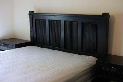 Pier1 -Double Bedframe  W/ Mattress & (2) Nightstands