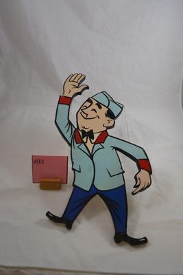 Vintage Plywood Advertising Service Person 19.5"x10"