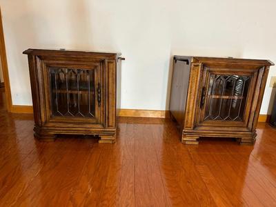 Two Glass Door End Tables (see description)