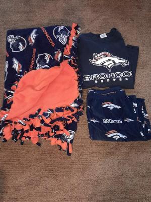 Bronco's Game Snuggle up! Pajama pants, sweatshirt, and Bronco's blanket Almost that time!