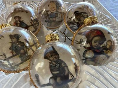 HUMMEL set of (6) Vintage Glass Christmas Ornaments