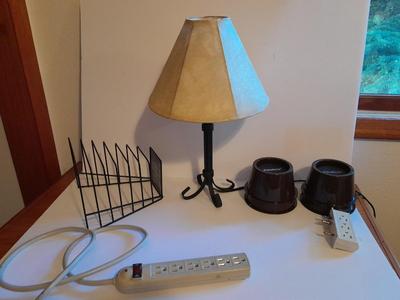 Small lamp, Metal organizer, Power strip, Slapsticks