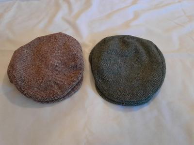 Two vintage tweed hats pure wool Munster Banana Republic L & Hanna Hats Donegal Wool cap