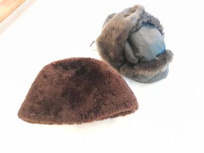 Two trapper hats - North King Dyed Mutton Lamb trapper hat - Kangol Faux fur hat