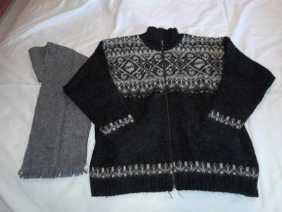 Icewear pure Hew Wool zip up jacket Large with 100% pure Wool scarf Millars Made in Ireland