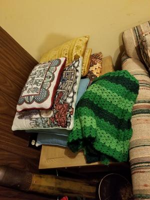 Afghan, Toss Pillows, and Table Linens