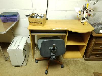 Desk, Shredder and Chair