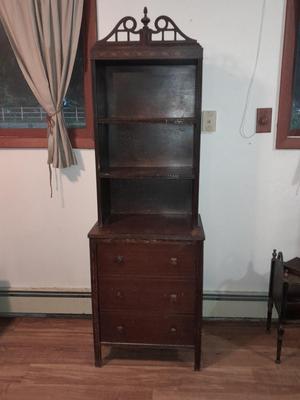 Antique solid wood Cupboard with bookshelf