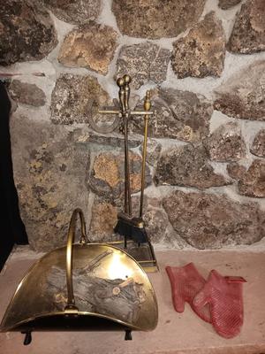 Fireplace tools with wood holder