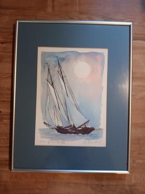 R.E. KENNEDY Signed and numbered limited edition print " Schooner off Cape Cod 258/500