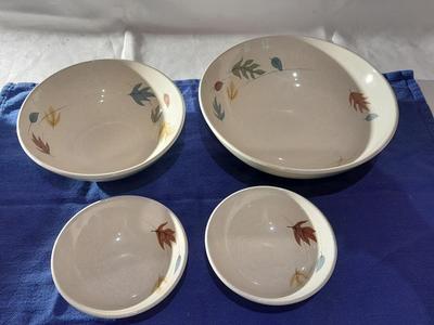 Vintage Franciscan Earthenware Autumn Leaves Serving Bowl Set