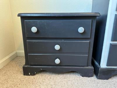 PAINTED WOODEN DRESSER AND NIGHT STAND