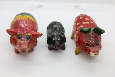 3 Homemade Ceramic Pigs