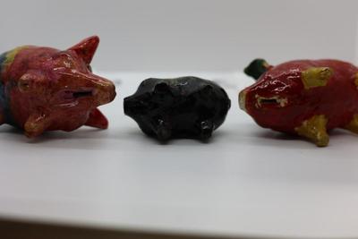 3 Homemade Ceramic Pigs