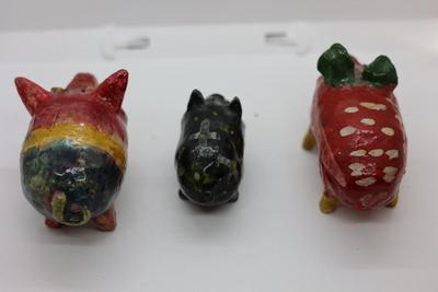 3 Homemade Ceramic Pigs