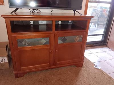 Television / Media stand with inlayed tiles and storage
