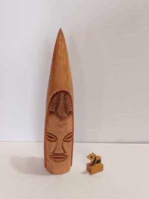 African wood carving and small Panda carved pencil sharpener