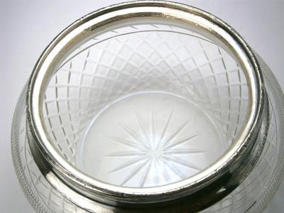 Vintage Cut Glass Bowl with Sterling Silver Rim