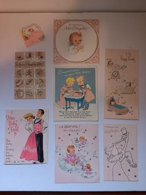 Vintage Welcome! Baby cards - Hallmark - Gibson - American Greeting -(2)