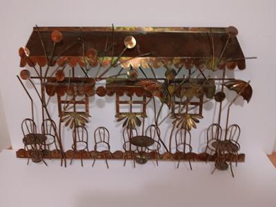 Tin Roof! Vintage Tin Cafe Wall Decor Enesco Brutalist Mid Century Jere
