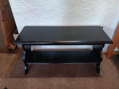 Small black two tiered shelf