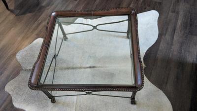 Iron and Glass Nailhead Coffee Table
