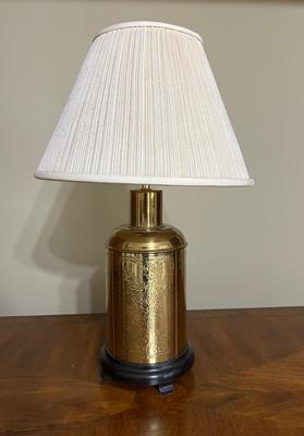 Brass Etched Panel Table Lamp