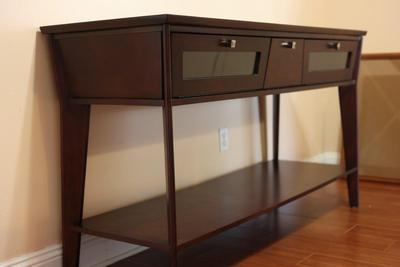 Two Tier Console Table W/ (2) Cabinets & (1) Drawer