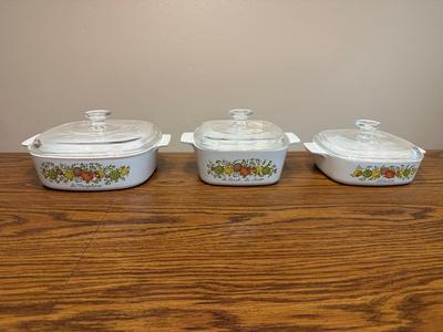 Corning Ware  3  Dishes W/ Lids (Brand New)