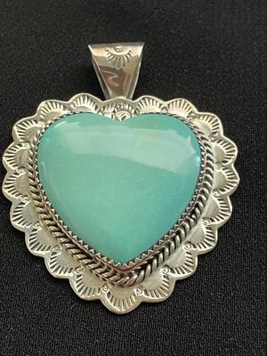 STERLING AND TURQUOISE PENDANT