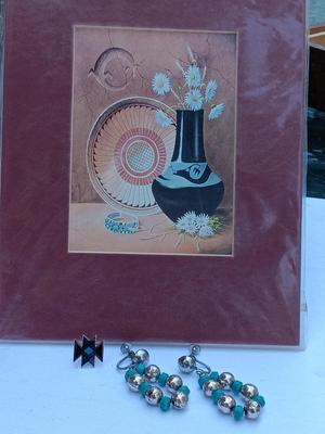 Matted and signed print with Jewlery