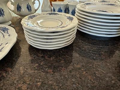 Vintage Federalist Blue and White Ironstone China Set (see description)