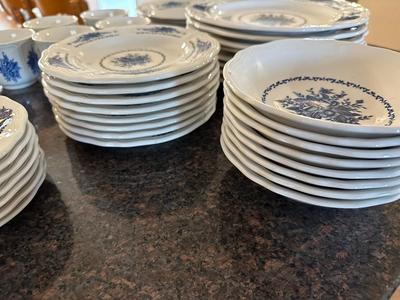 Vintage Federalist Blue and White Ironstone China Set (see description)