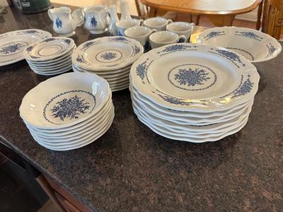 Vintage Federalist Blue and White Ironstone China Set (see description)