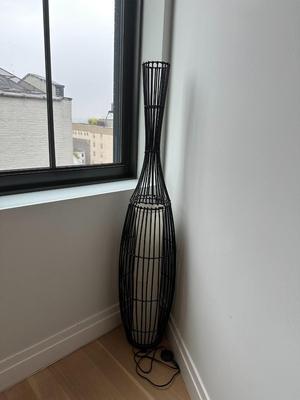 Black Bamboo Floor Lamp with Power cord