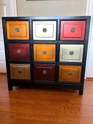 9 Drawer Multi Colored Accent Table