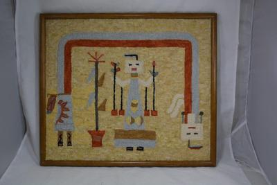 Stunning Vintage NAVAJO Hooked Rug Framed Wall Art