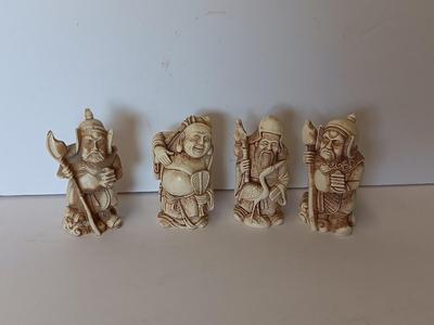 Set of four vintage carved resin Chinese wise men - Mudmen Nice collectibles!