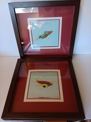 Two framed Airplane pictures "Up in the air" by Paull Gibson