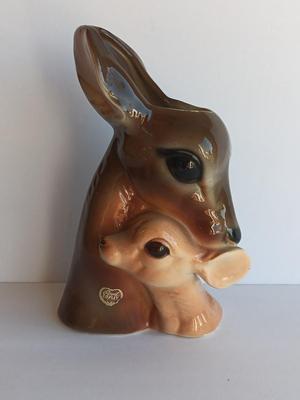 Vintage Royal Copley Deer Doe, Fawn Head Planter Vase