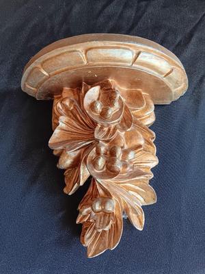 Gold decorative framed wall mirror with wall shelf and Sand dollars