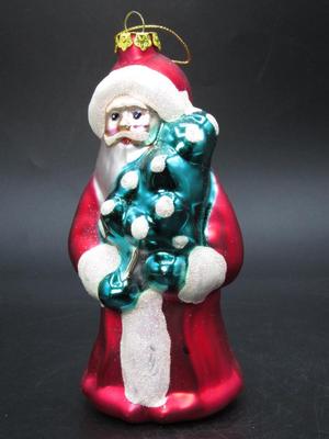 Vintage Santa Claus Holding Pine Tree Hanging Christmas Ornament