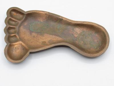 Vintage Brass Foot Imprint Cigarette Ashtray Trinket Dish