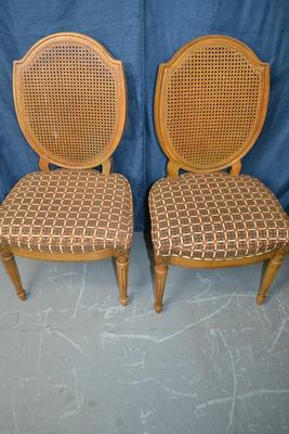 LOT 15. PAIR OF THOMASVILLE FURNITURE BELVEDERE COLLECTION ITALIAN PROVINCIAL CANE BACK DINING CHAIRS