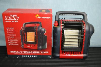 LOT 28. PORTABLE BUDDY. MR HEATER INDOOR SAFE RADIANT HEATER