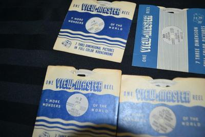 LOT 43. VINTAGE VIEW MASTER, SLIDE VIEWER AND WOOD BOX